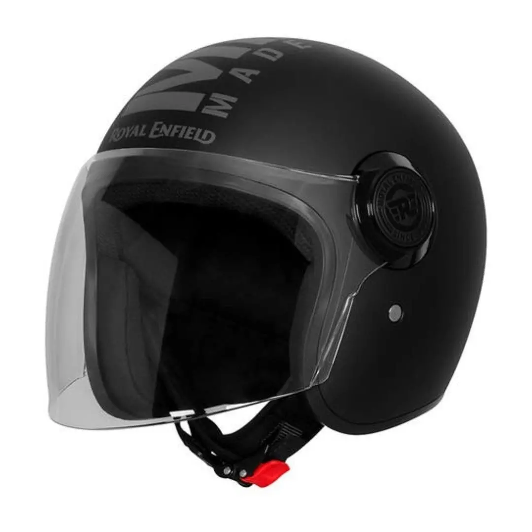 Royal Enfield Mlg Copter Face Long Visor Helmet - Matt Black & Grey 1