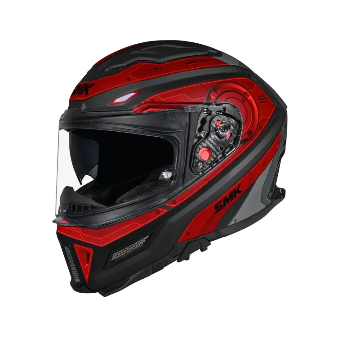 Smk Agnar Cyborg Gloss Black Grey Red Full Face Helmet 1