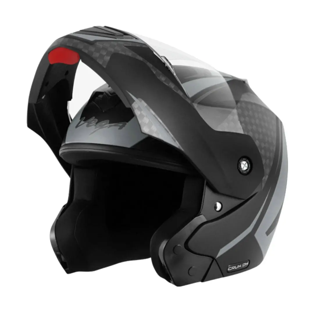 Vega Crux Dx Checks Dull Black Silver Helmet 1