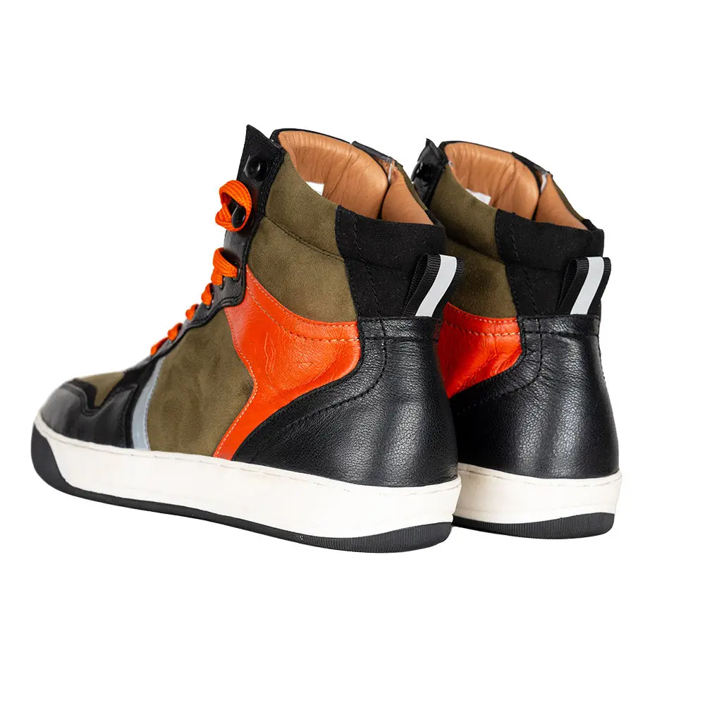 Urbane - Motorcycle Riding Sneakers (Olive/Orange) 4