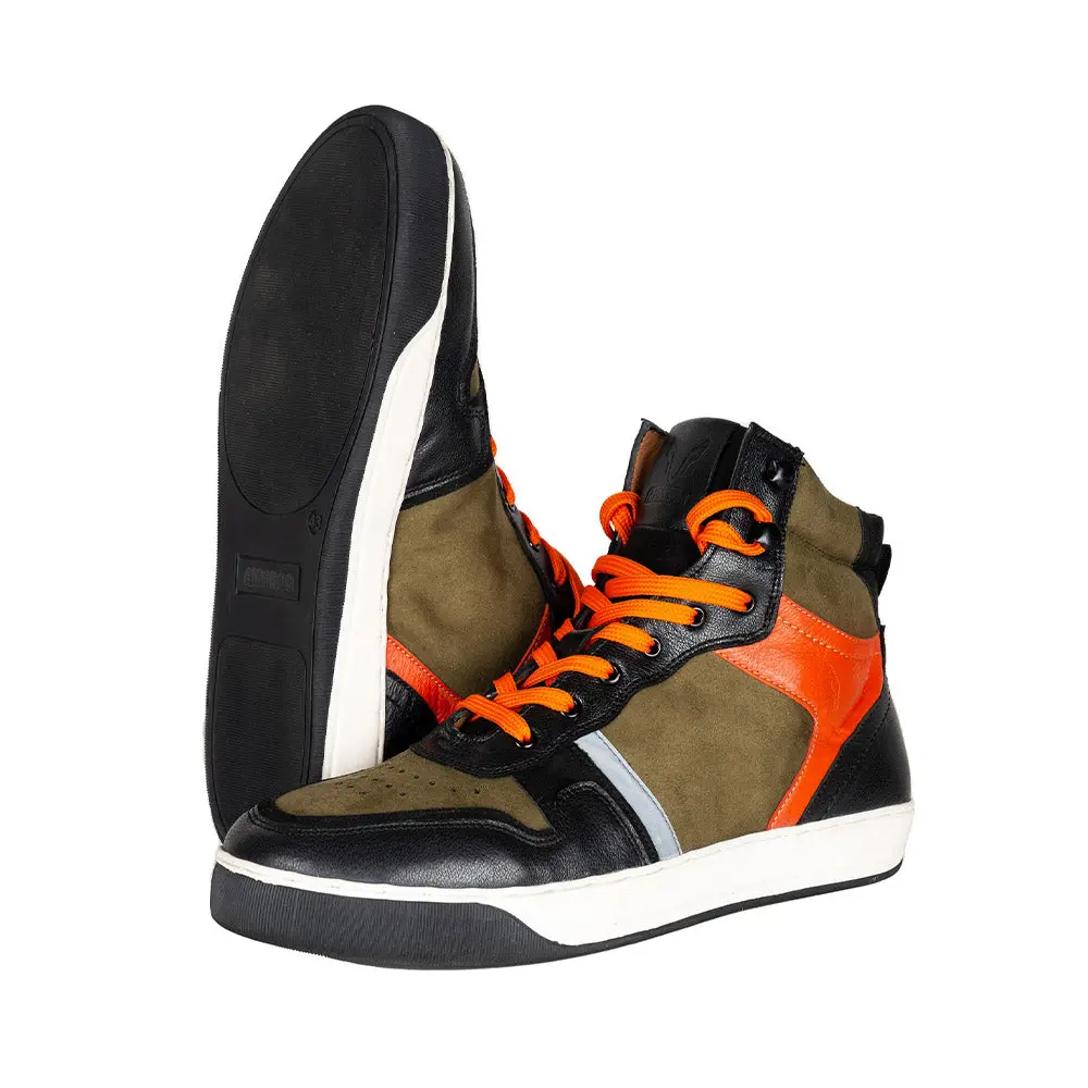 Urbane - Motorcycle Riding Sneakers (Olive/Orange) 2