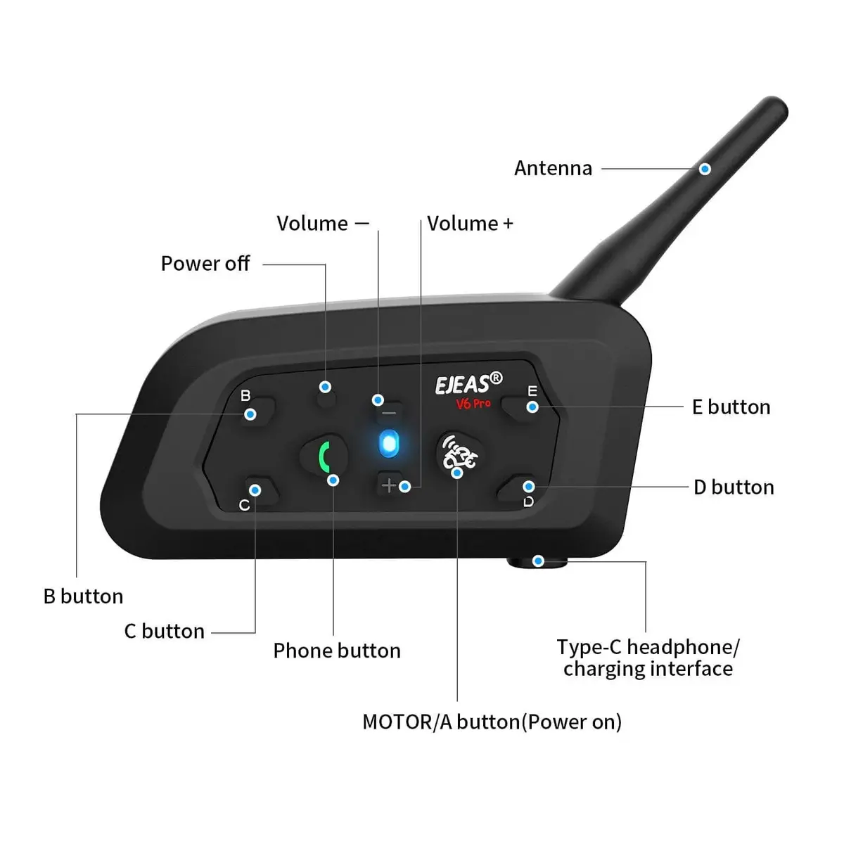 Ejeas V6 Pro+ Motorcycle Bluetooth Headset 1