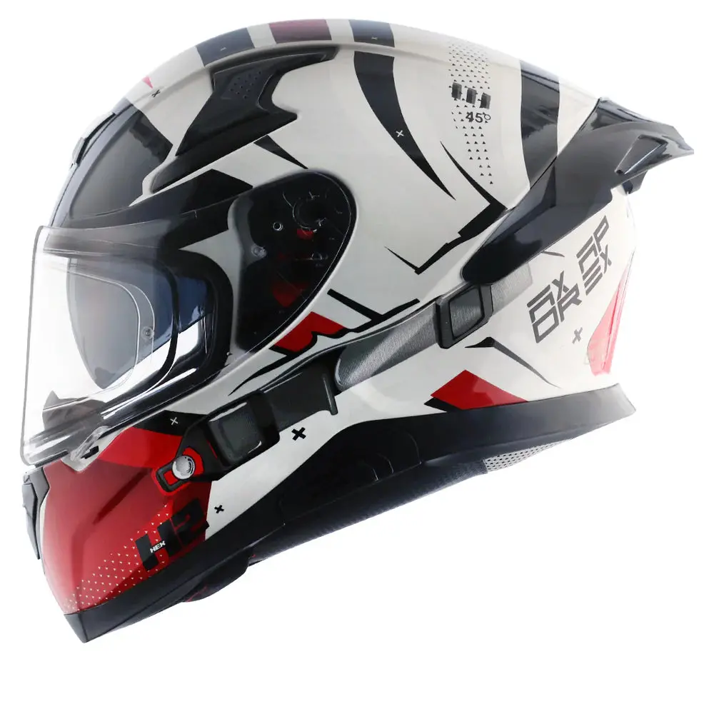 Motorcycle Riding Helmets - Gloss White Red Helmet - Axor Apex Hex 2 4