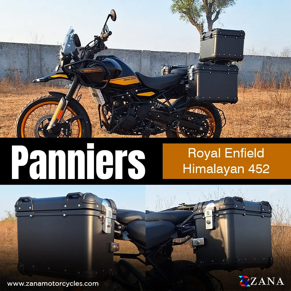 Panniers (36Ltr )Aluminium Flat Black For Himalayan 452 1