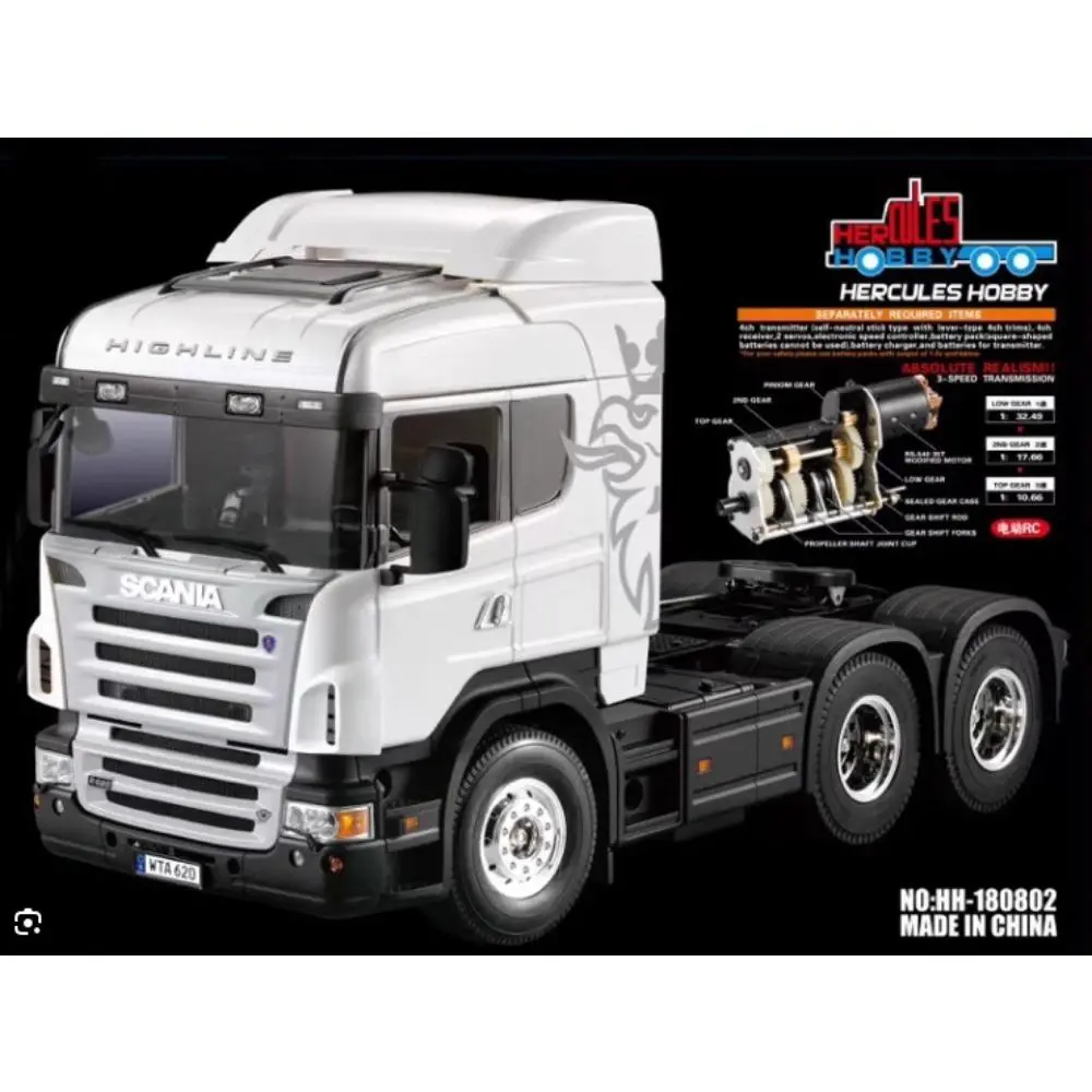 Hercules Hobby 1/14 Scale 3 Axle 6X4 Tractor Scania R620 Highline Diy Kit Hh-180802 1