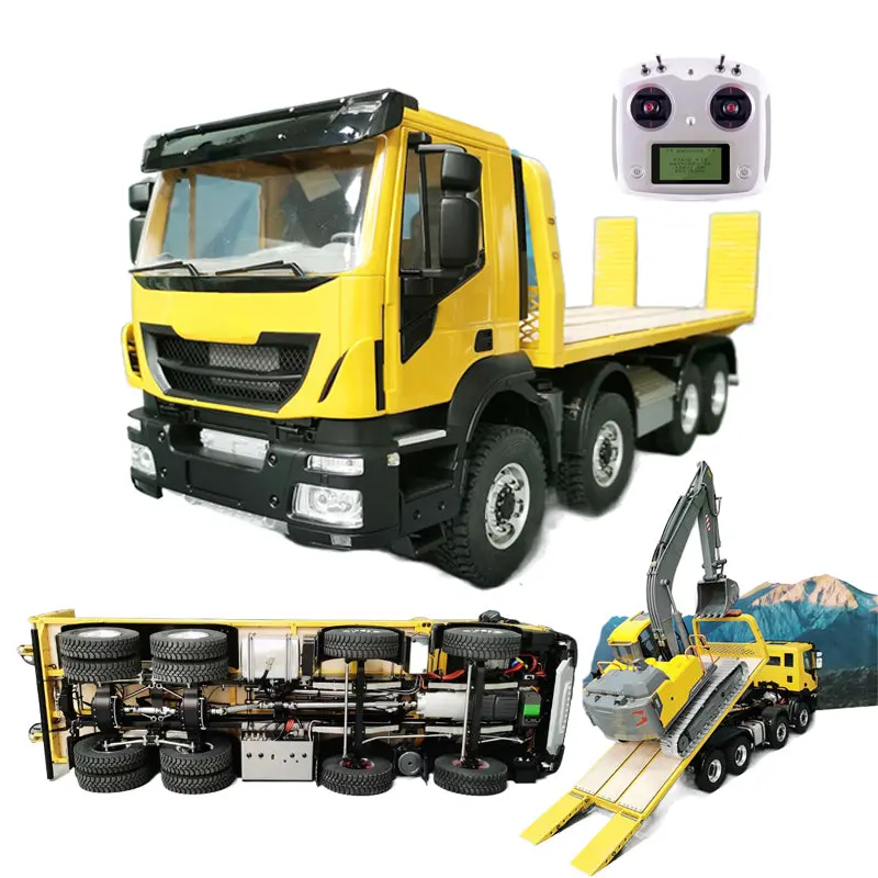 1/14 Iveco 8X4 Metal Chassis With Differential Lock Remote Control Flatbed Trailer Rescue Vehicle Rtr 1