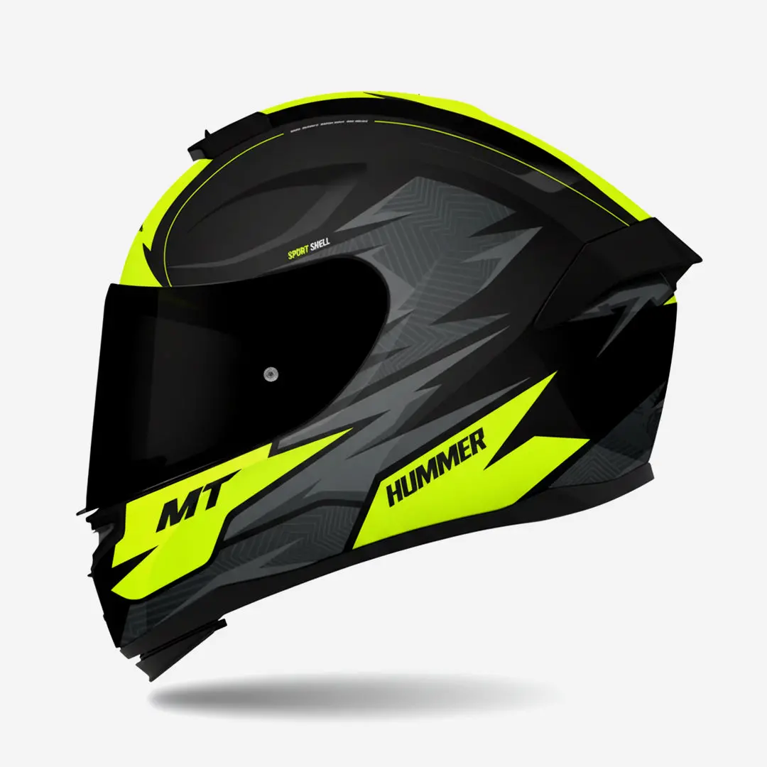 Mt Hummer Shine B3 Fluor Gloss Motorcycle Full Face Helmet | Gloss Black Gery Neon 1