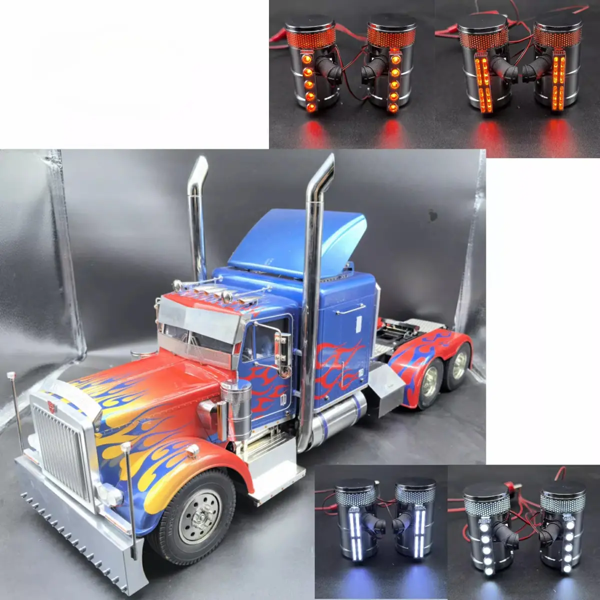 Degree Tamiya 1/14 56301 56344 Rc Tractor King Hauler Metal Air Filter With Light 1