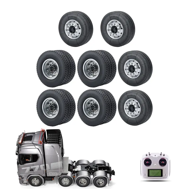 8X8 Wheel Tires Complete Set For 1/14 Tamiya Rc Tractor Trailer Engineering 1