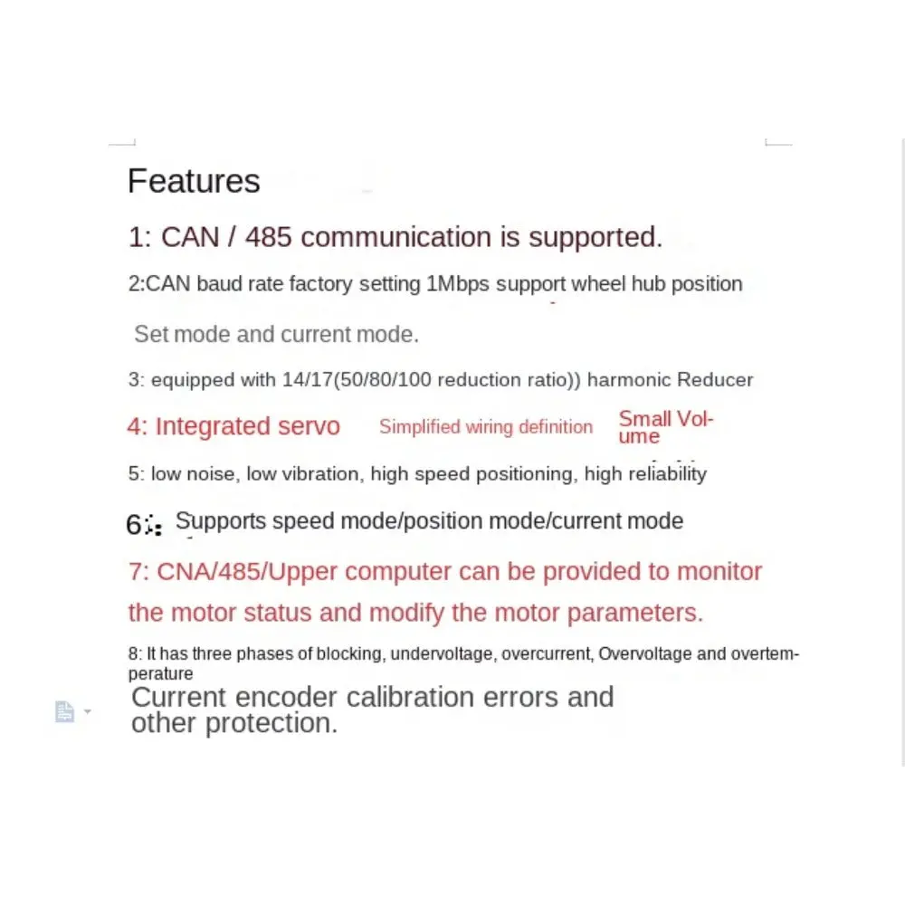 100W Servo Motor Harmonic Reduction Drive Integrated Machine Can Communication For Robot 2