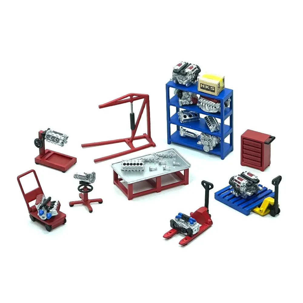 1/64 Car Engine Repair Stand Plastic Model Set 1