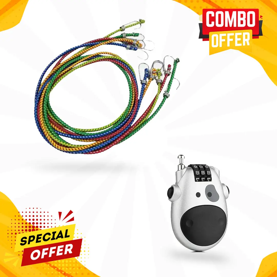 Bungee Cord + Helmet Number Lock Combo 1