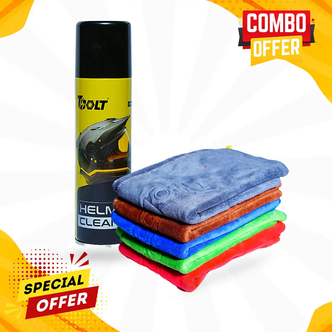 T-Bolt Helmet Cleaner And T-Bolt Microfiber Cloth - Combo 1