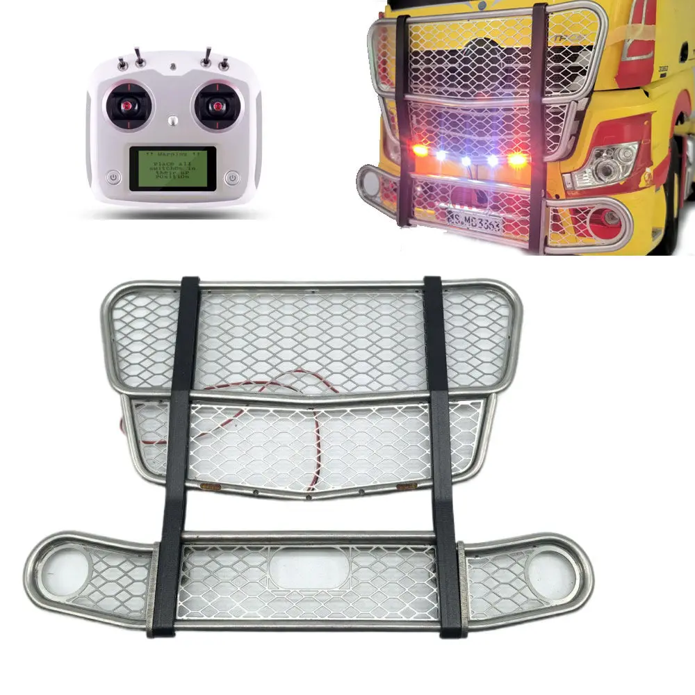 1/14 Tamiya 56348 3363 1851 56335 Rc Tractor Metal Front Face Protective Net With Light 1