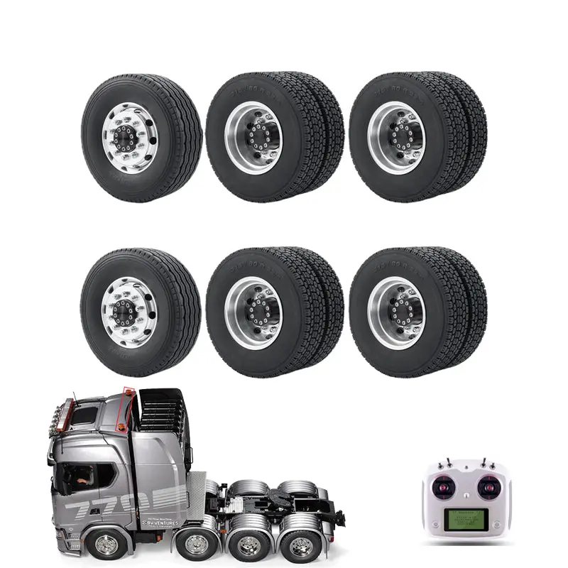 Metal Wheel Tires Complete Set For 1/14 Tamiya 6X4 Rc Tractor Truck 1