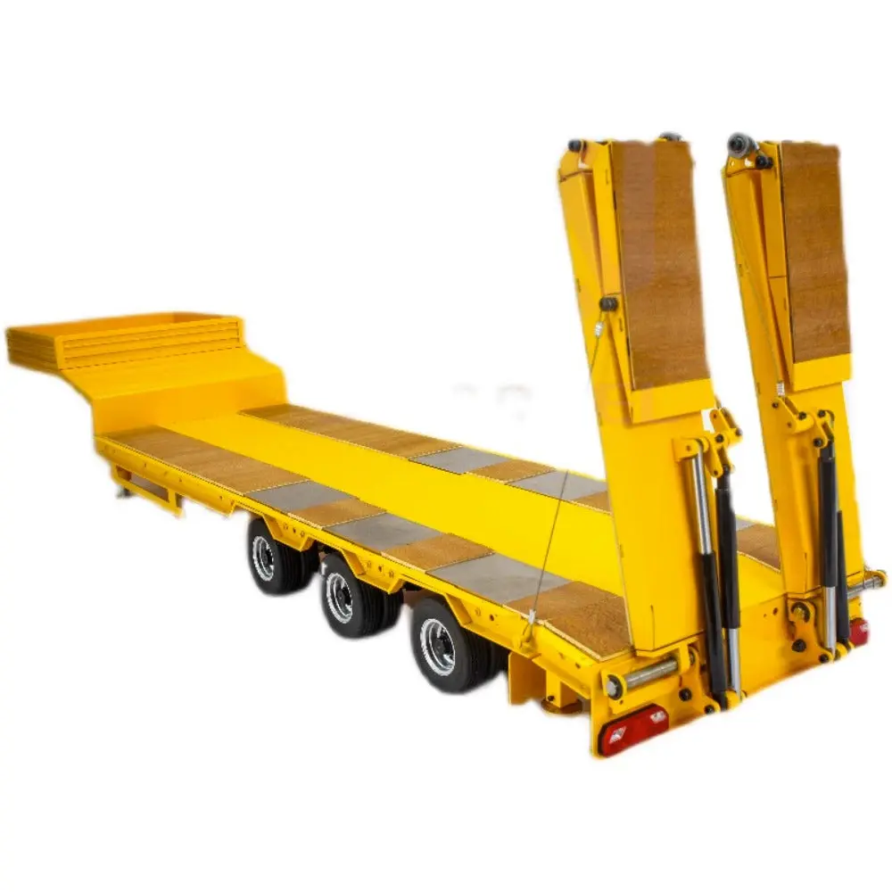 Metal 3 Axle Low Loader Semi Trailer For 1/14 Tamiya Rc Tractor 1