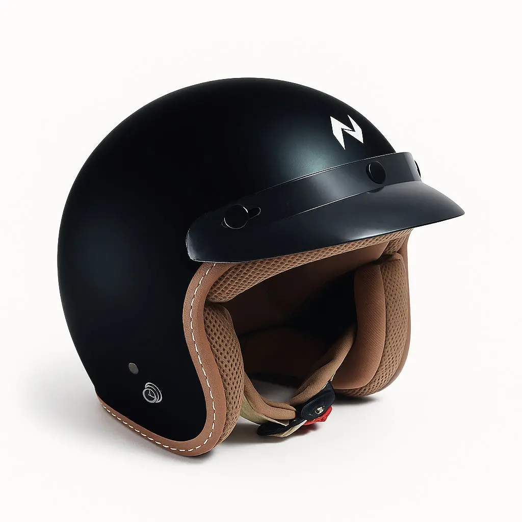 Nikko N-356 Iii Gloss Plain Black Open Face Helmet 1