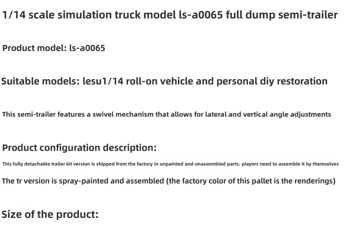 Lesu 1/14 Rc Tractor Metal Ro-Ro Trailer Ls-A0065 2