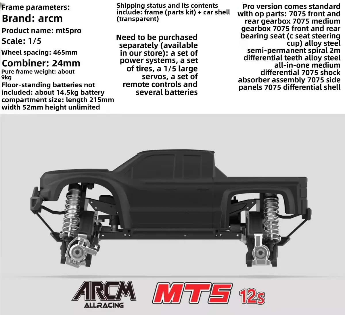 Arcm Mt5pro 1/5 Rc Car Kit 4