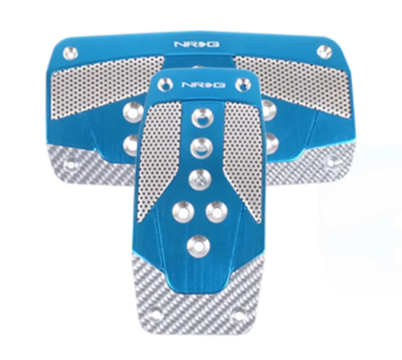 Nrg Aluminum Sport Pedal Set For Automatic Transmissions – Blue With Silver Carbon Finish 1