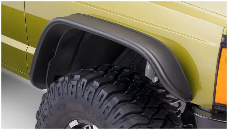 Bushwacker Flat-Style Wheel Flare Kit For 1984–2001 Jeep Cherokee – 2-Piece Black Polyethylene Set 1