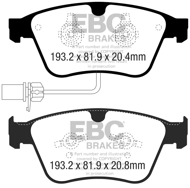 Ebc Yellowstuff High-Friction Front Brake Pads For 2013–2018 Bentley Continental Gt 4.4L Twin-Turbo 1
